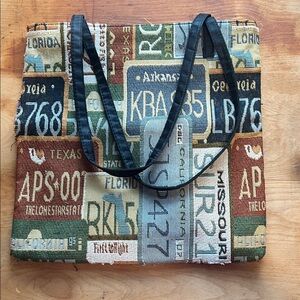 License plate upholstery purse vintage